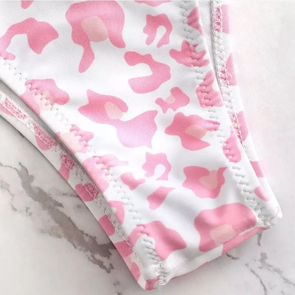 CLEARANCE Pink Leopard Animal Printed Triangle 2Pc Bikini - Picture 4 of 4